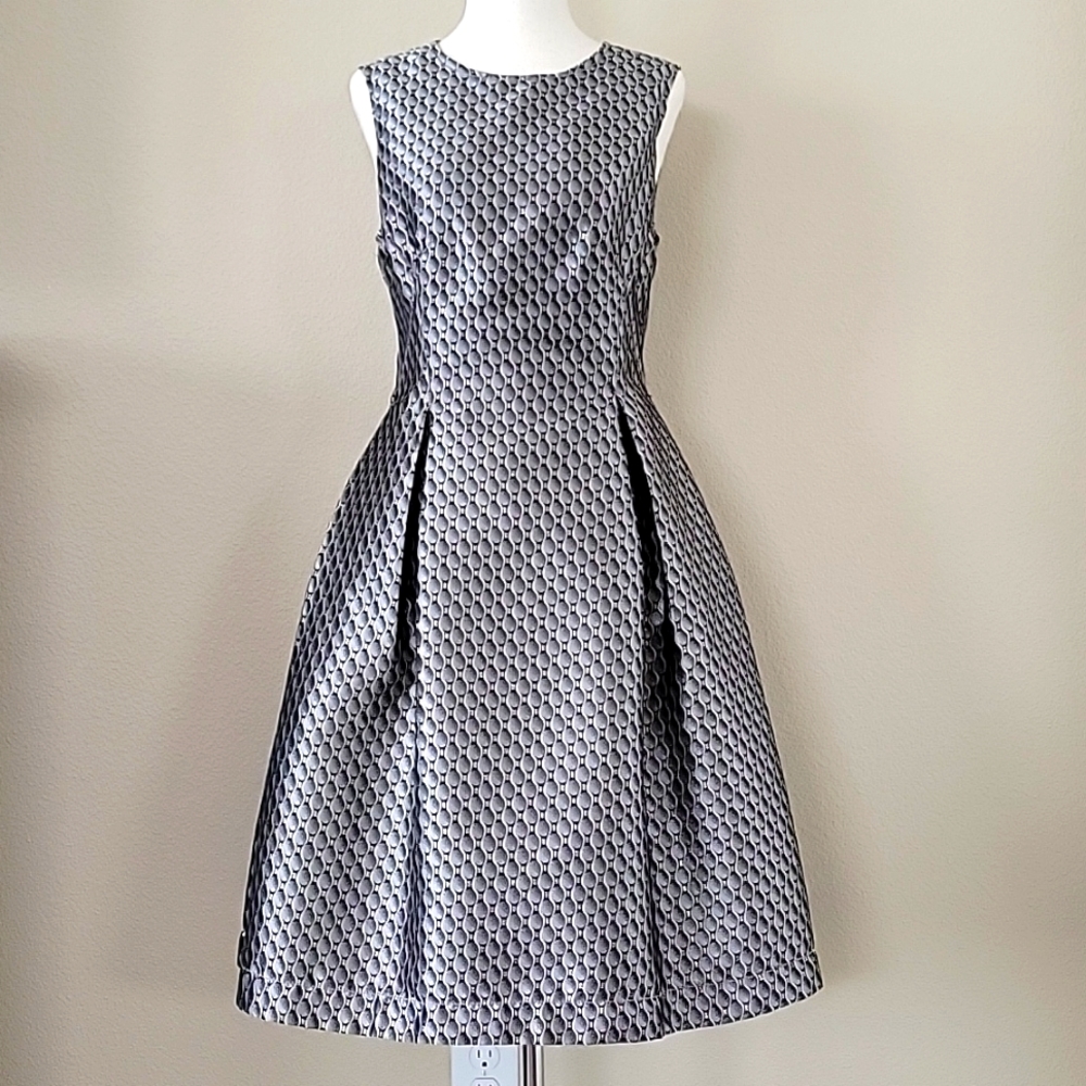 Max Studio Silver Brocade Fit and Flare  Dress Size 4